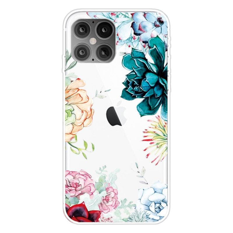 Deksel iPhone 12 Pro Max Gjennomsiktige Akvarellblomster Anti-fall