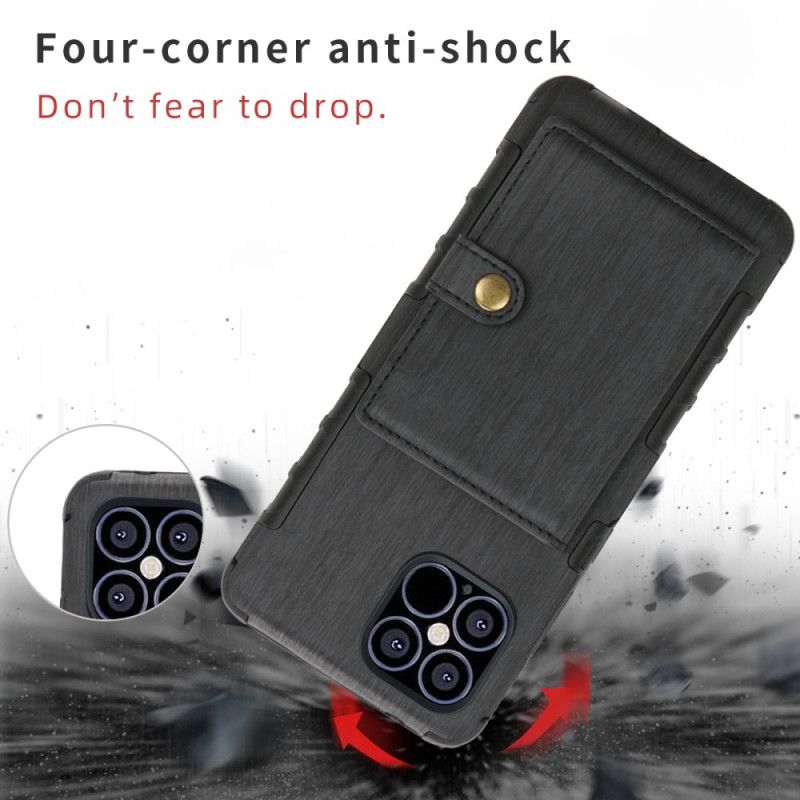 Deksel iPhone 12 Pro Max Svart Shouhushen Klaffkortholder Anti-fall