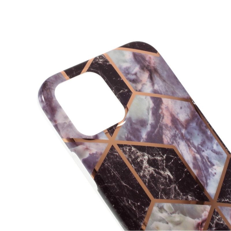 Deksel iPhone 12 Pro Max Svart Silikon Marmor Geometri Anti-fall