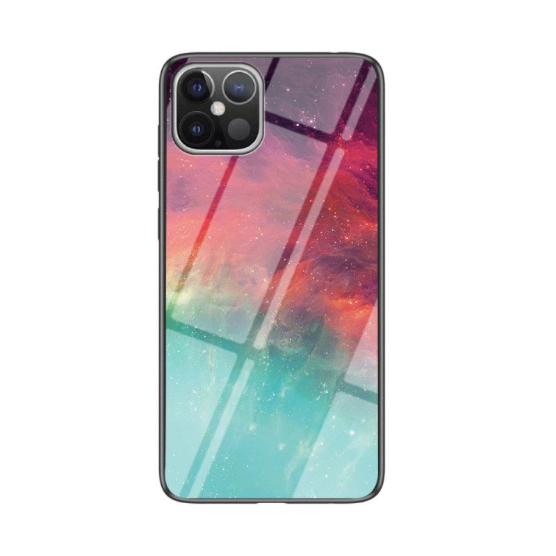 Deksel iPhone 12 Pro Max Svart Stjernehimmel Herdet Glass