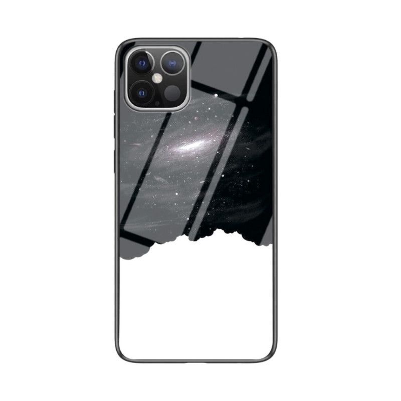 Deksel iPhone 12 Pro Max Svart Stjernehimmel Herdet Glass