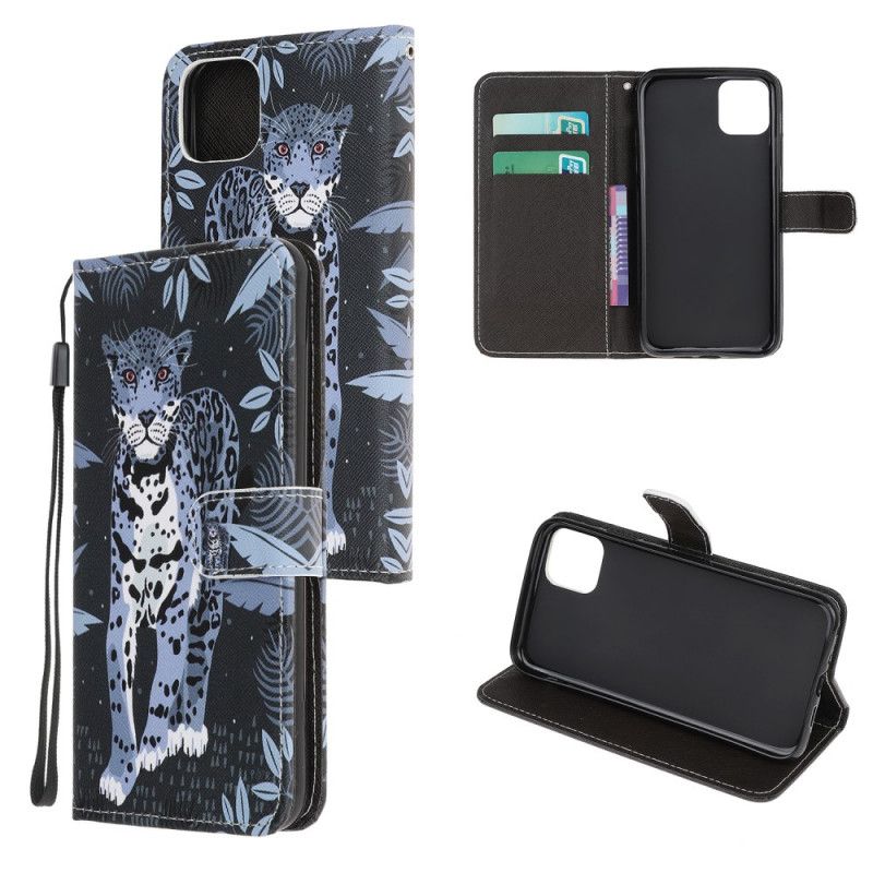 Folio Deksel for iPhone 12 Pro Max Leopard Med Tanga