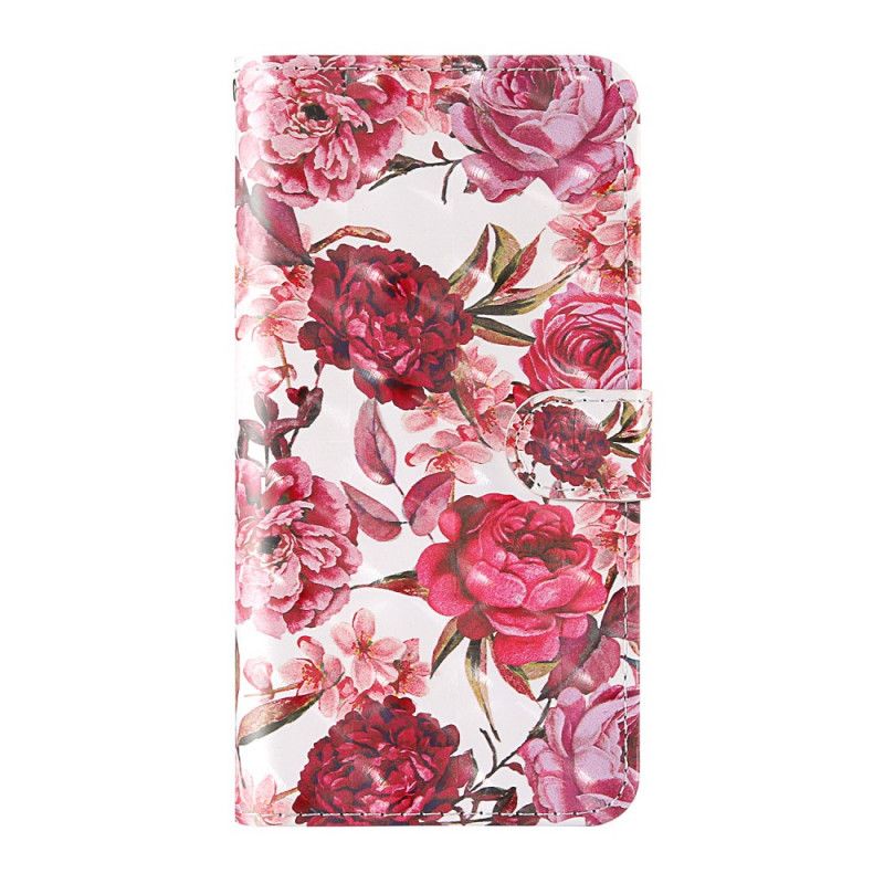 Folio Deksel iPhone 12 Pro Max Hvit Lys Flekker Blomster Med Stropp Beskyttelse