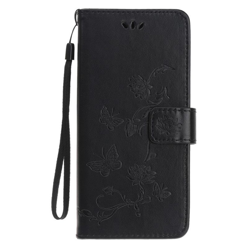 Folio Deksel iPhone 12 Pro Max Svart Blomster Med Tanga Anti-fall