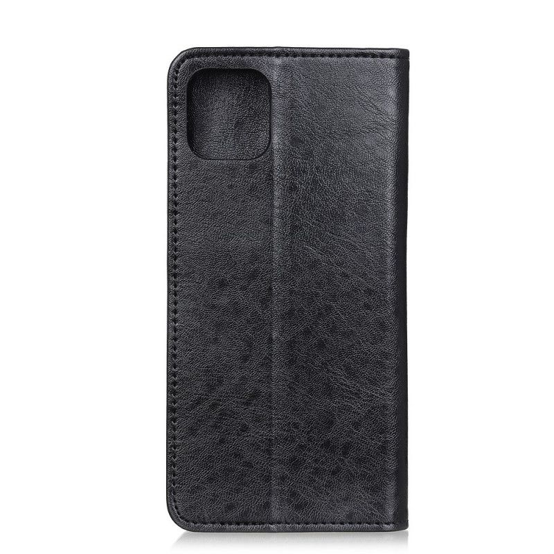 Folio Deksel iPhone 12 Pro Max Svart Elegant Delt Skinn