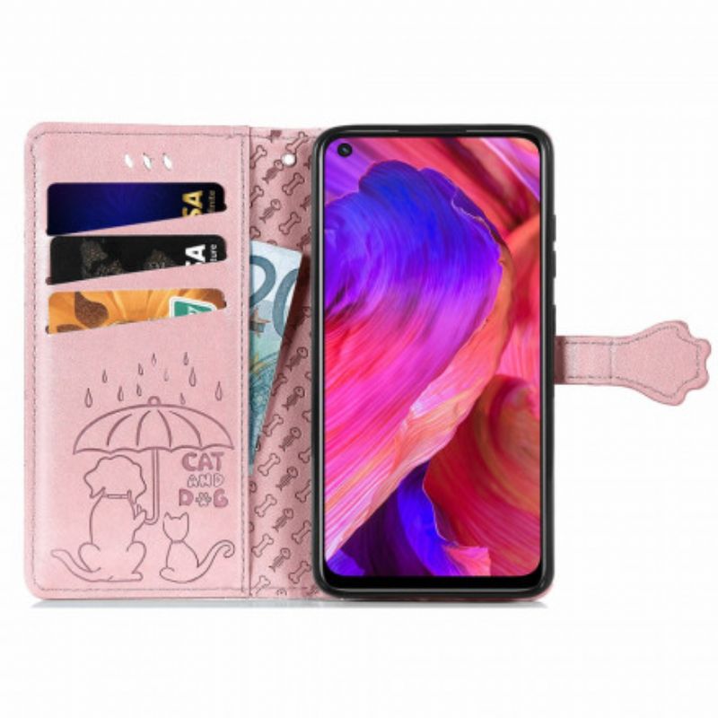 Folio Deksel Oppo A54 5g / A74 5g Animerte Dyr Beskyttelse Deksel