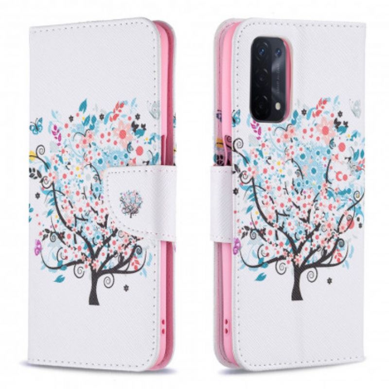 Folio Deksel Oppo A54 5g / A74 5g Blomstret Tre