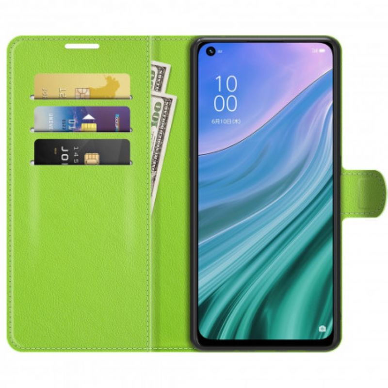 Folio Deksel Oppo A54 5g / A74 5g Klassisk Litchi Imitert Skinn