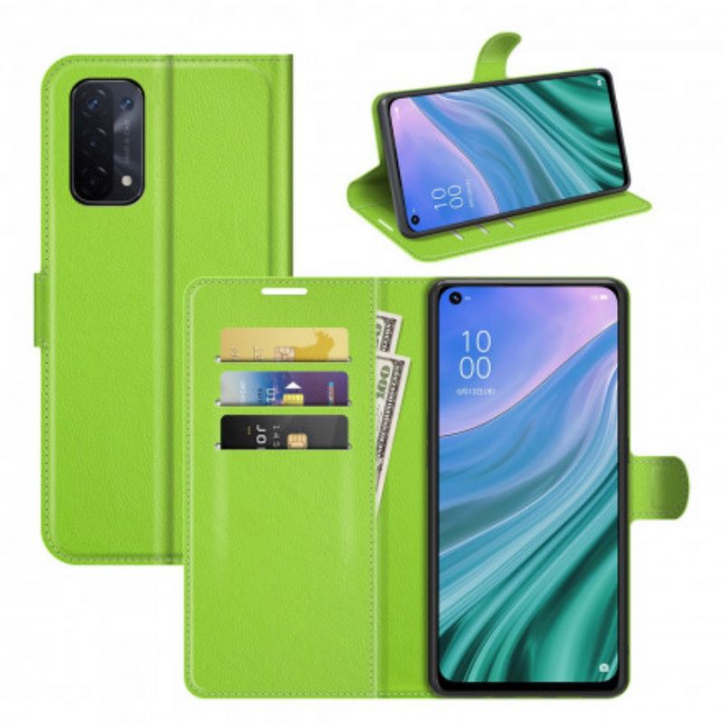 Folio Deksel Oppo A54 5g / A74 5g Klassisk Litchi Imitert Skinn