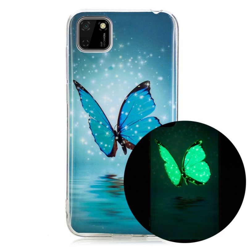 Deksel for Huawei Y5p Fluorescerende Blå Sommerfugl