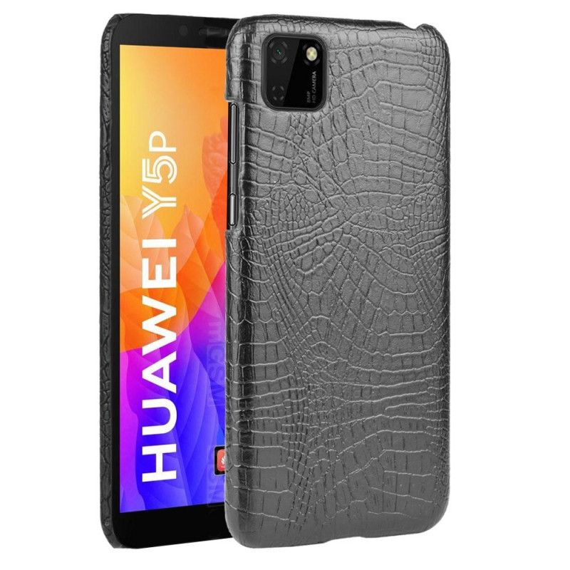 Deksel for Huawei Y5p Svart Krokodillehudeffekt