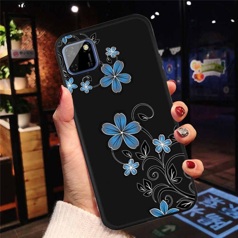 Deksel Huawei Y5p Blå Blomster Anti-fall