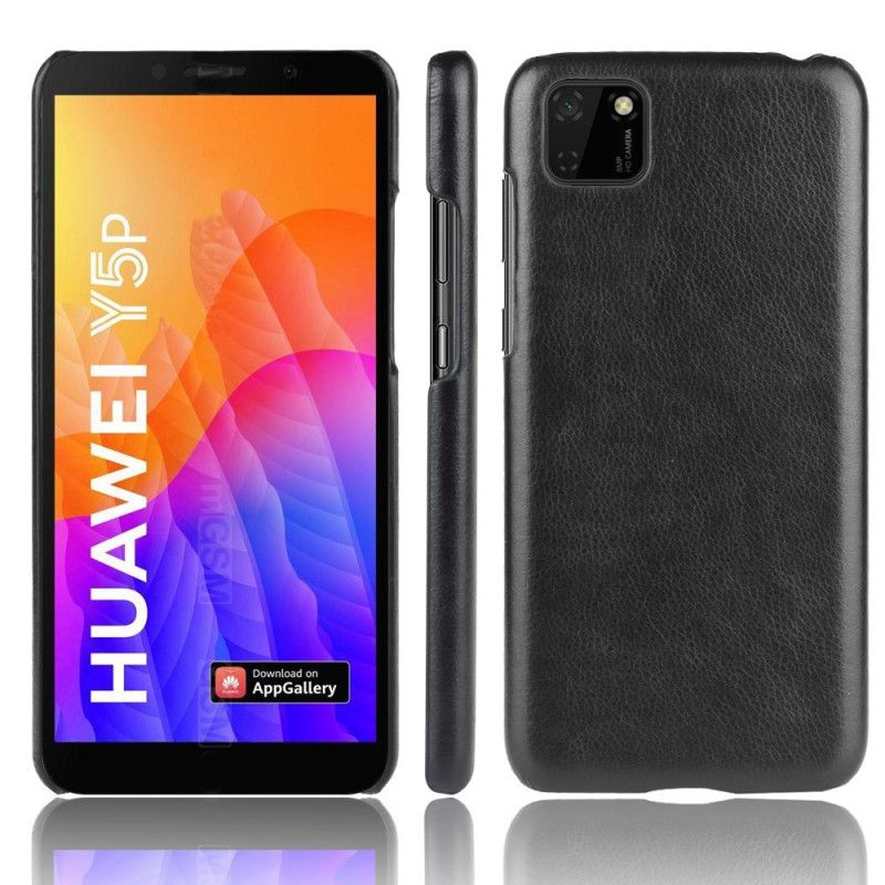 Deksel Huawei Y5p Svart Ytelse Lychee-Skinneffekt Beskyttelse