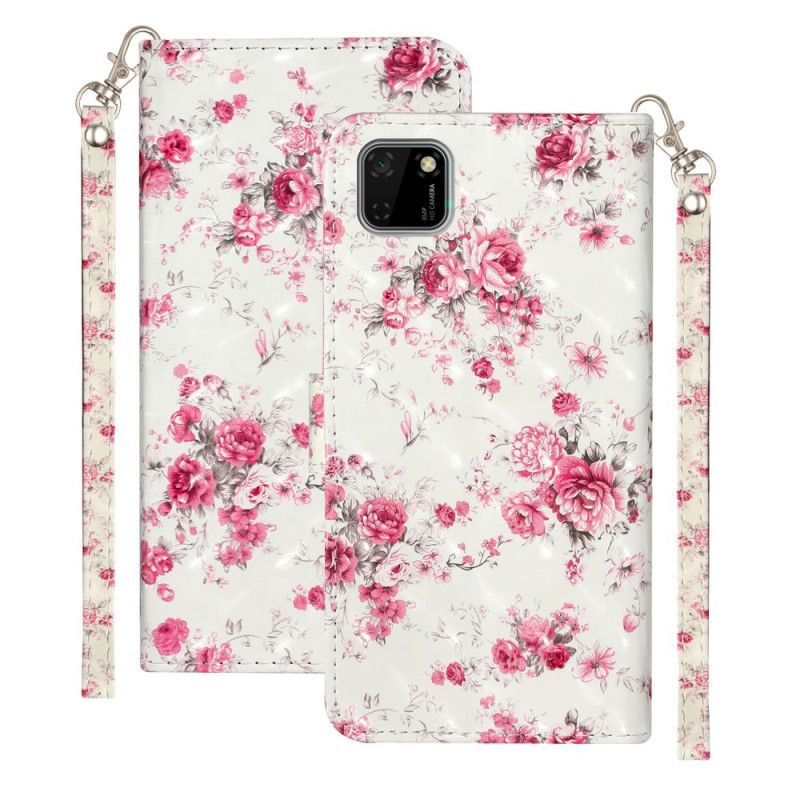 Folio Deksel Huawei Y5p Blomster Lys Flekker Med Stropp