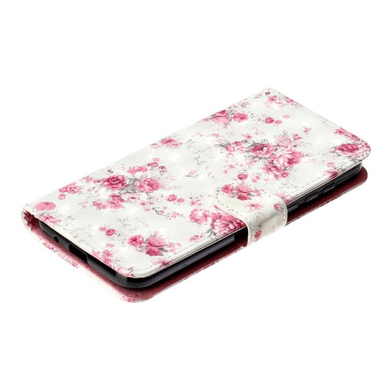 Folio Deksel Huawei Y5p Blomster Lys Flekker Med Stropp