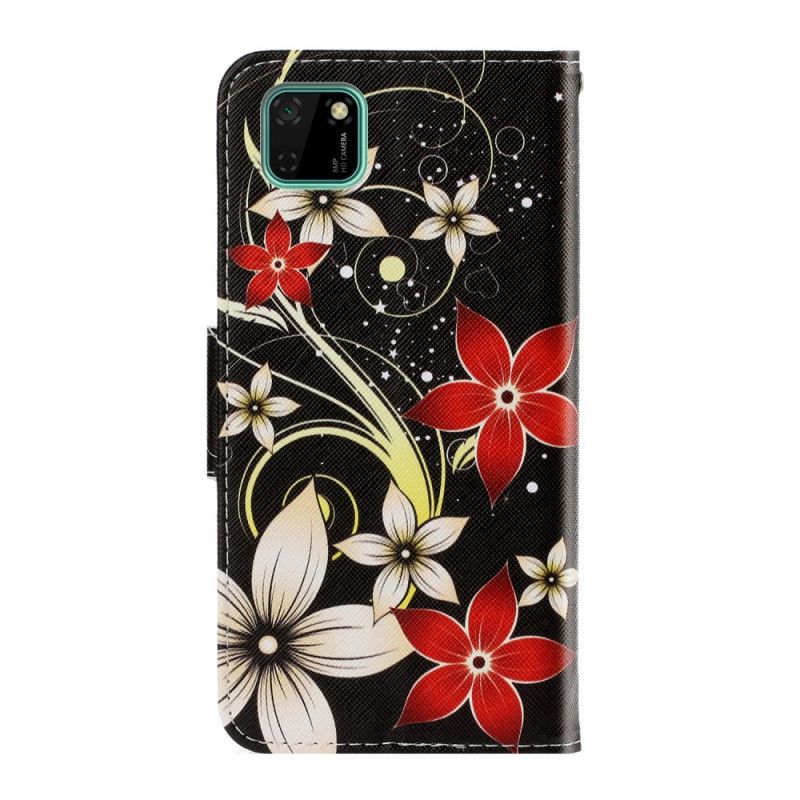 Folio Deksel Huawei Y5p Fargerike Blomster Med Tanga