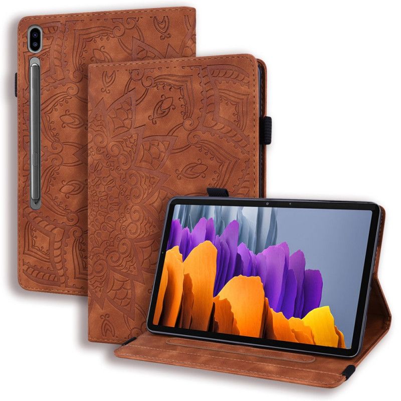 Etui Samsung Galaxy Tab S9 Fe Blomstermønster Og Stylusholderstropp Beskyttelse Deksel