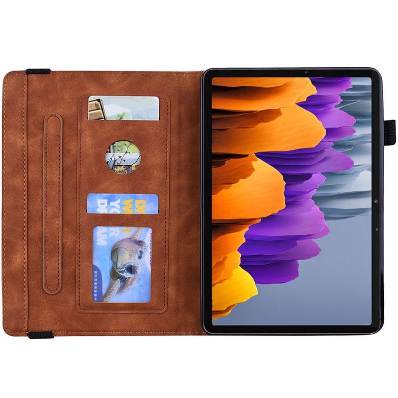 Etui Samsung Galaxy Tab S9 Fe Blomstermønster Og Stylusholderstropp Beskyttelse Deksel