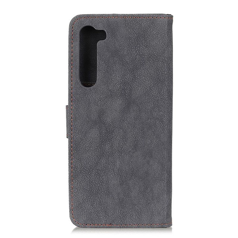 Lærdeksel Folio Deksel OnePlus Nord Svart Retro Khazneh Delt Skinn