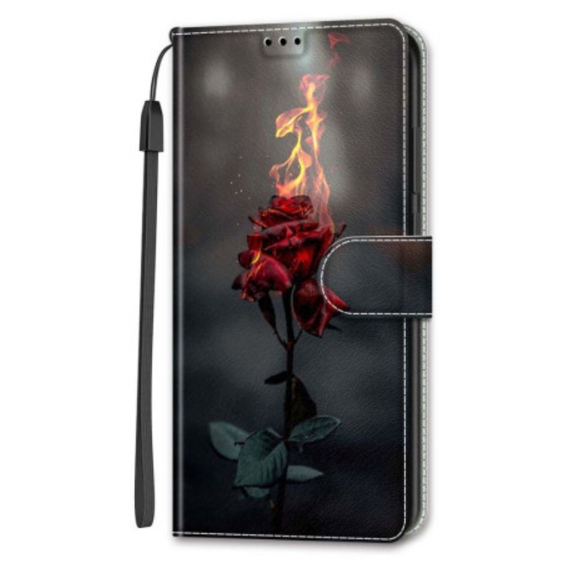 Folio Deksel Samsung Galaxy S24 Plus 5g Brannrosa Med Stropp