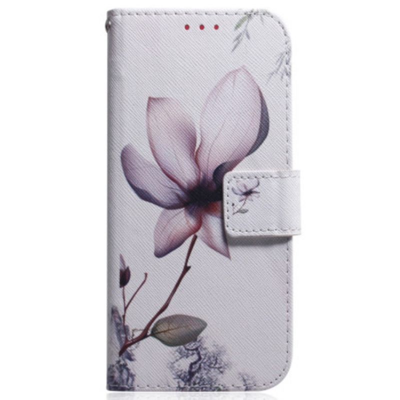 Folio Deksel Samsung Galaxy S24 Plus 5g Rosa Blomst Beskyttelse Deksel