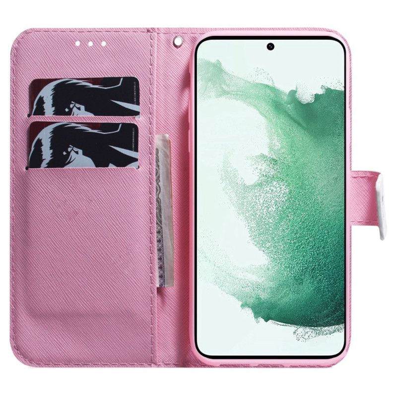 Folio Deksel Samsung Galaxy S24 Plus 5g Rosa Blomst Beskyttelse Deksel