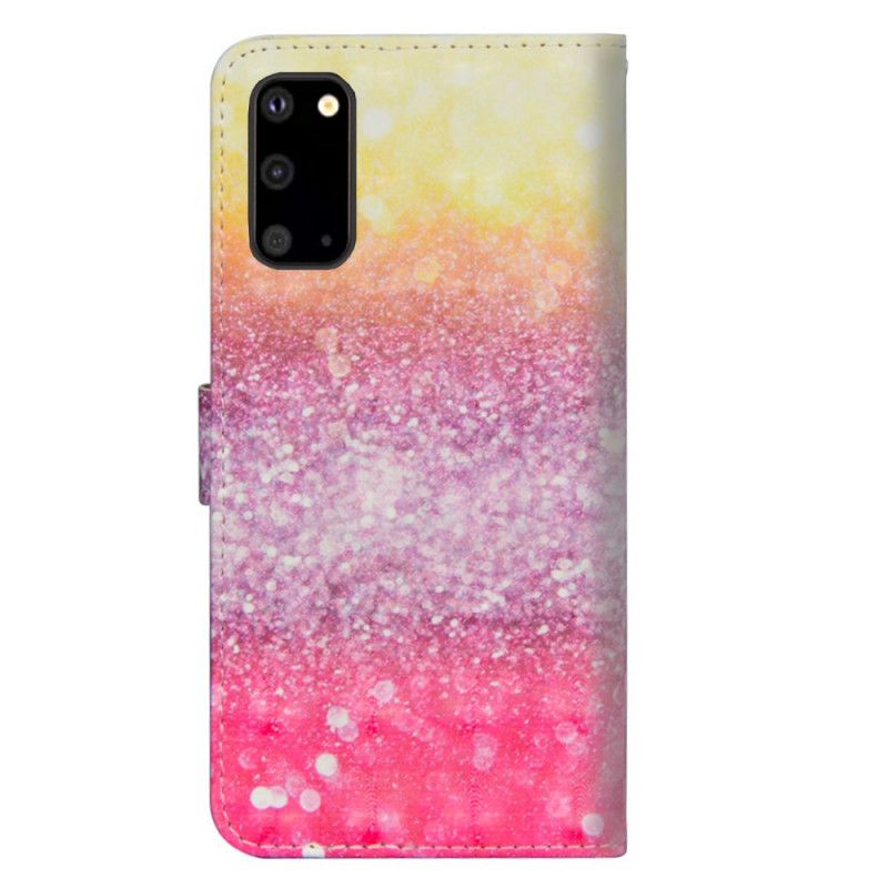 Folio Deksel for Samsung Galaxy S20 Gradient Magenta Glitter