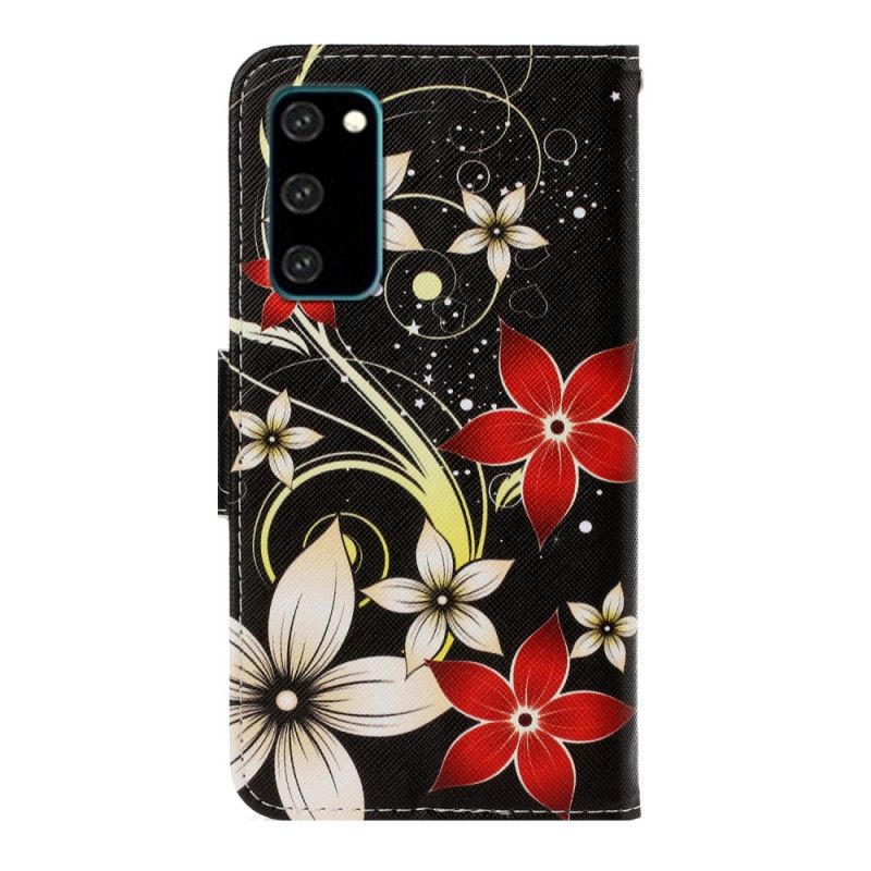 Folio Deksel Samsung Galaxy S20 Fargerike Blomster Med Tanga Beskyttelse