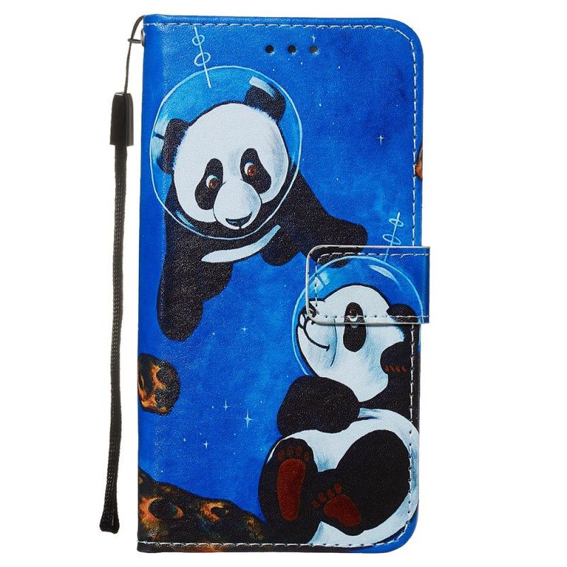 Lærdeksel Folio Deksel Samsung Galaxy S20 Panda-Kosmonauter