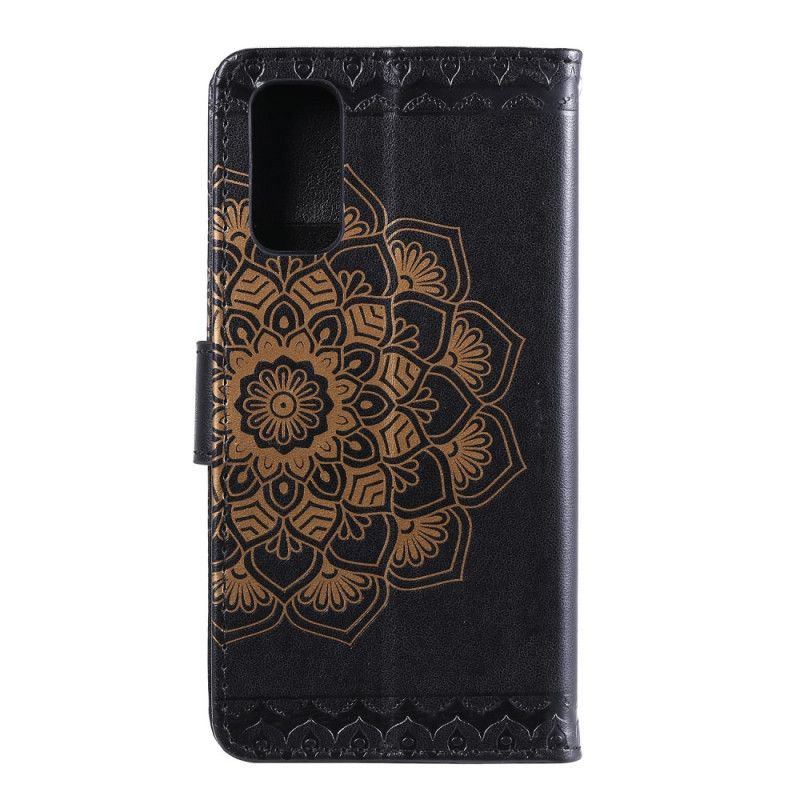 Lærdeksel Folio Deksel Samsung Galaxy S20 Svart Mobildeksel Elegant Mandala