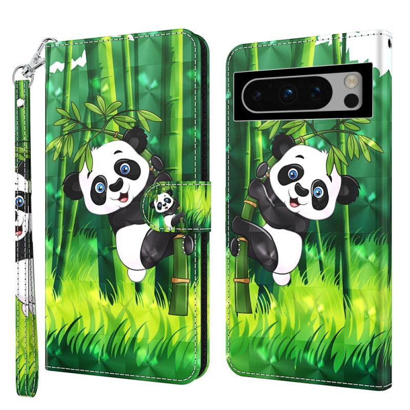 Folio Deksel Google Pixel 8 Bambus Panda Med Stropp