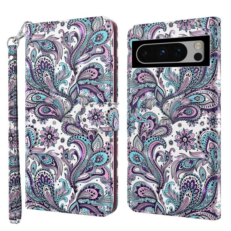 Folio Deksel Google Pixel 8 Paisley-mønster Med Stropp