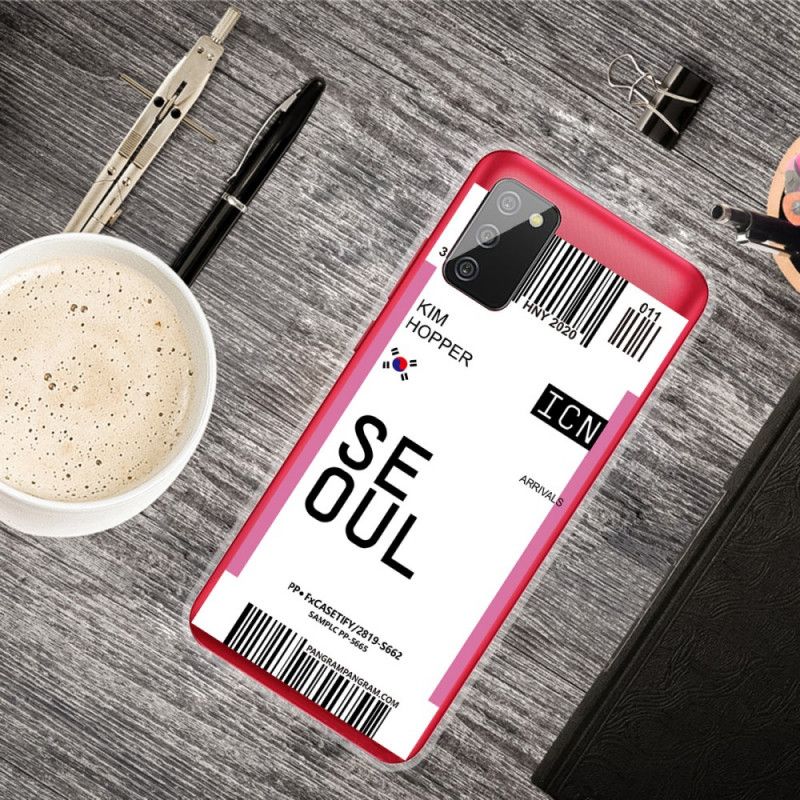 Deksel for Samsung Galaxy A02s Magenta Boardingkort Til Seoul