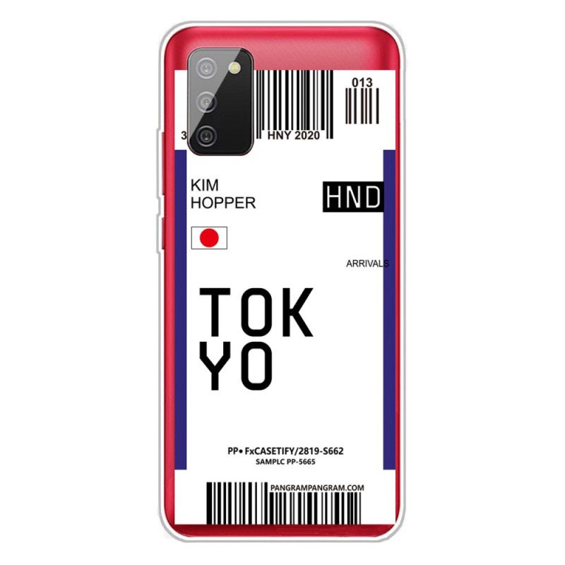 Deksel for Samsung Galaxy A02s Mørkeblå Boarding Pass Tokyo