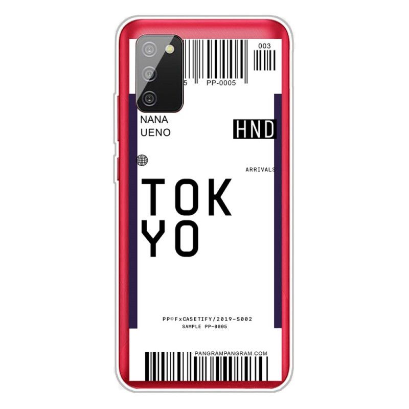 Deksel for Samsung Galaxy A02s Mørkeblå Boarding Pass Tokyo