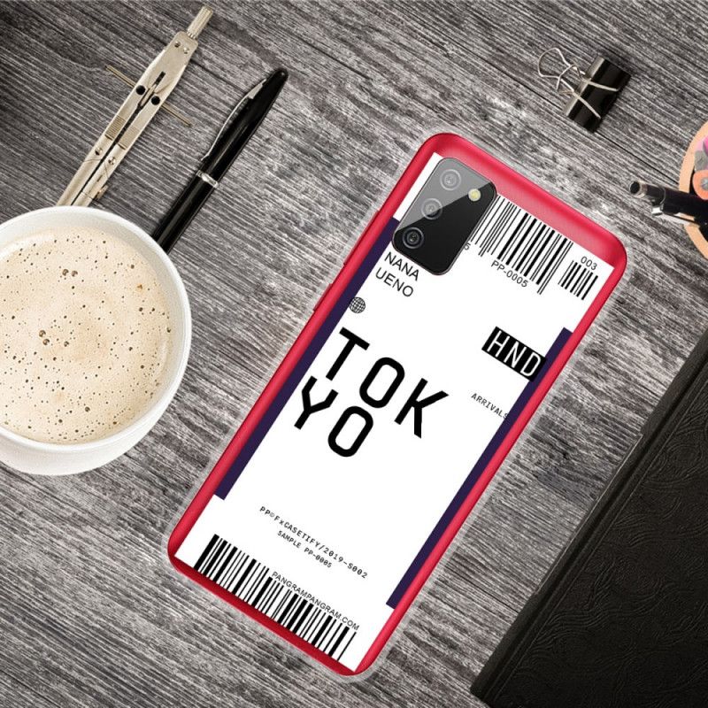 Deksel for Samsung Galaxy A02s Mørkeblå Boarding Pass Tokyo