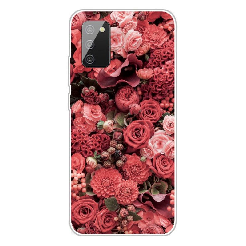 Deksel Samsung Galaxy A02s Rød Intense Blomster