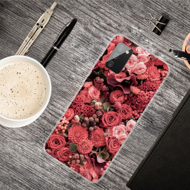 Deksel Samsung Galaxy A02s Rød Intense Blomster