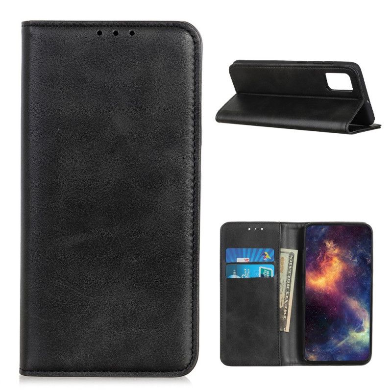 Folio Deksel Samsung Galaxy A02s Svart Elegant Delt Skinn