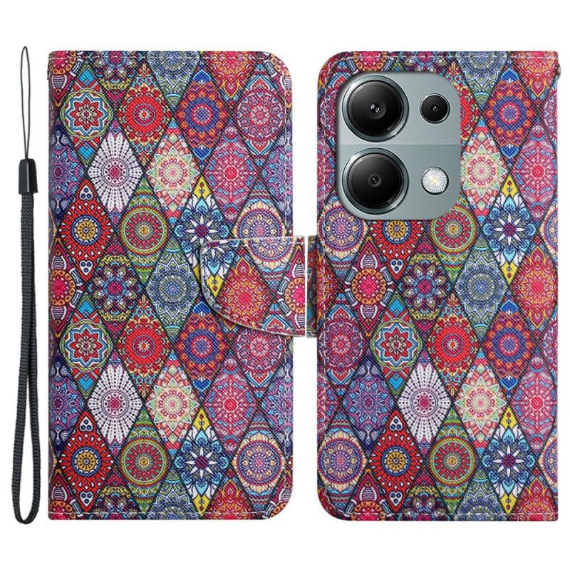 Folio Deksel Xiaomi Redmi Note 13 Pro 4g Nøkkelbånd Kaleidoskop Beskyttelse Deksel