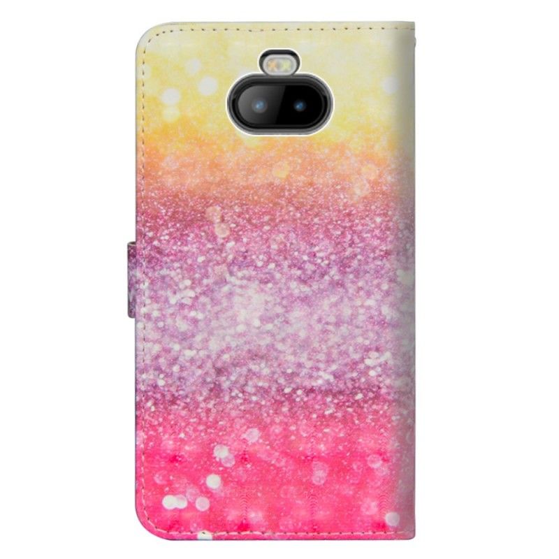 Lærdeksel Folio Deksel Sony Xperia 10 Mobildeksel Gradient Magenta Glitter