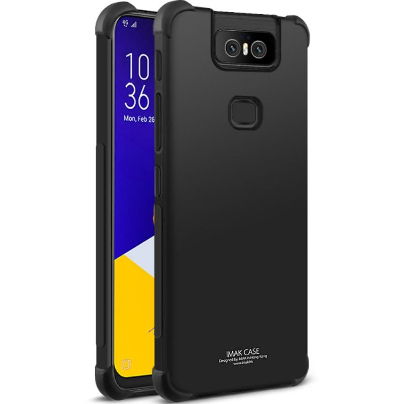 Deksel Asus ZenFone 6 Svart Fleksibel Silikon Med Imak Skjermfilm Beskyttelse