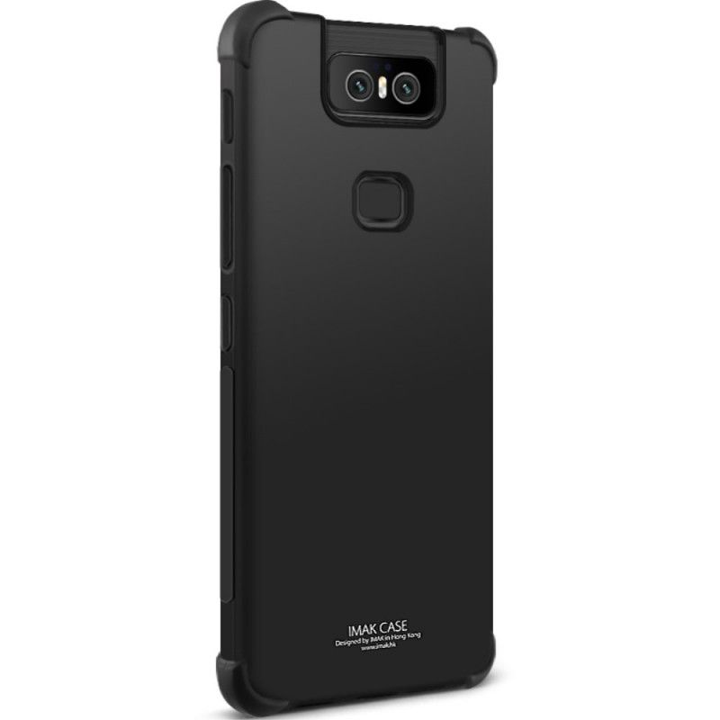 Deksel Asus ZenFone 6 Svart Fleksibel Silikon Med Imak Skjermfilm Beskyttelse