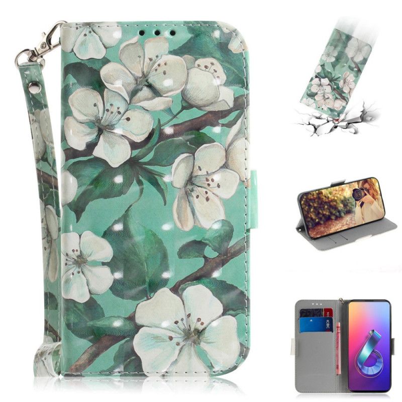 Folio Deksel for Asus ZenFone 6 Blomstrende Gren Med Tanga