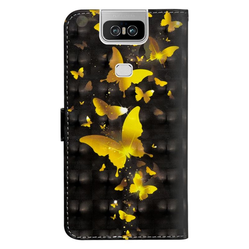 Folio Deksel for Asus ZenFone 6 Gule Sommerfugler