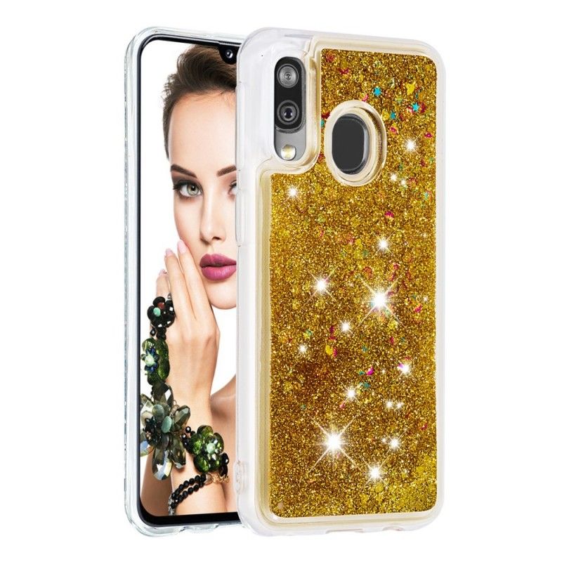 Deksel for Samsung Galaxy A40 Rosa Glitterpulver