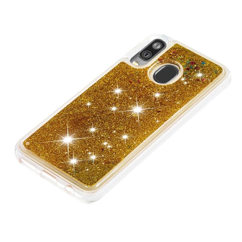 Deksel for Samsung Galaxy A40 Rosa Glitterpulver