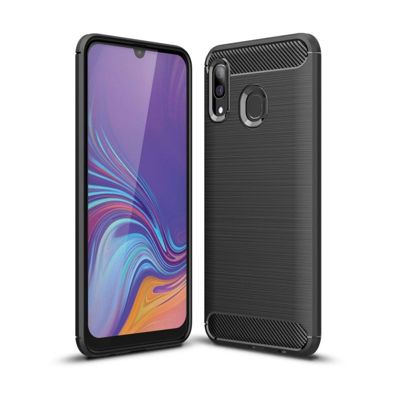 Deksel for Samsung Galaxy A40 Svart Børstet Karbonfiber