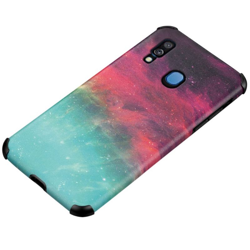 Deksel Samsung Galaxy A40 Svart Silikon Og Astral Skinneffekt