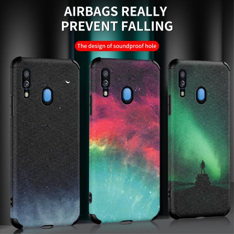 Deksel Samsung Galaxy A40 Svart Silikon Og Astral Skinneffekt